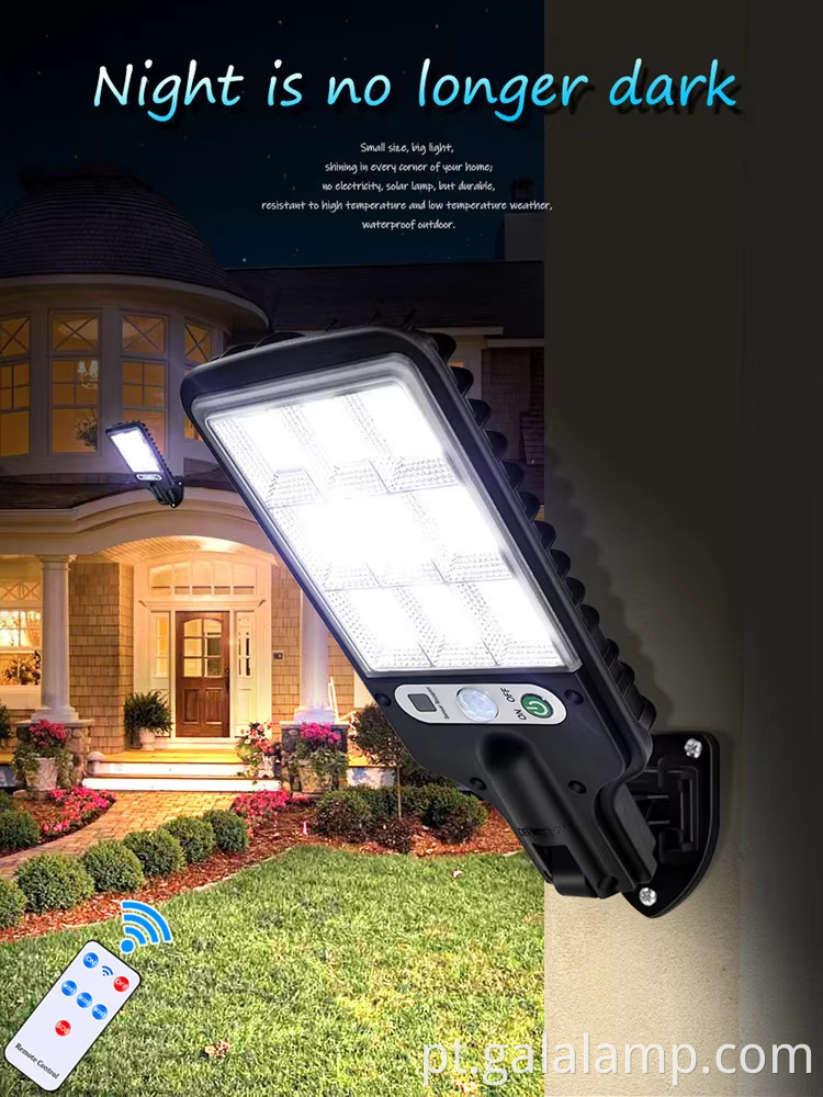Luz do jardim solar ao ar livre com sensor de movimento e controle remoto